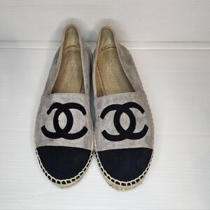CHANEL Black and Gray Espadrilles Size  40